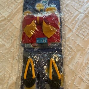 Dark blue and yellow cotton yukata